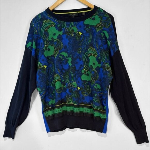 TED BAKER Bekii Stargaze Woven Front Sweater In Dark blue size 3 (US6-8) - Picture 13 of 15